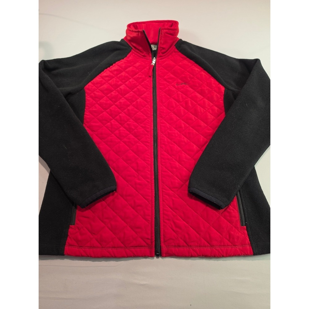 Lauren Active Ralph Lauren Red Quilted Fleece Full Zip Jacket Womens Large 1137
